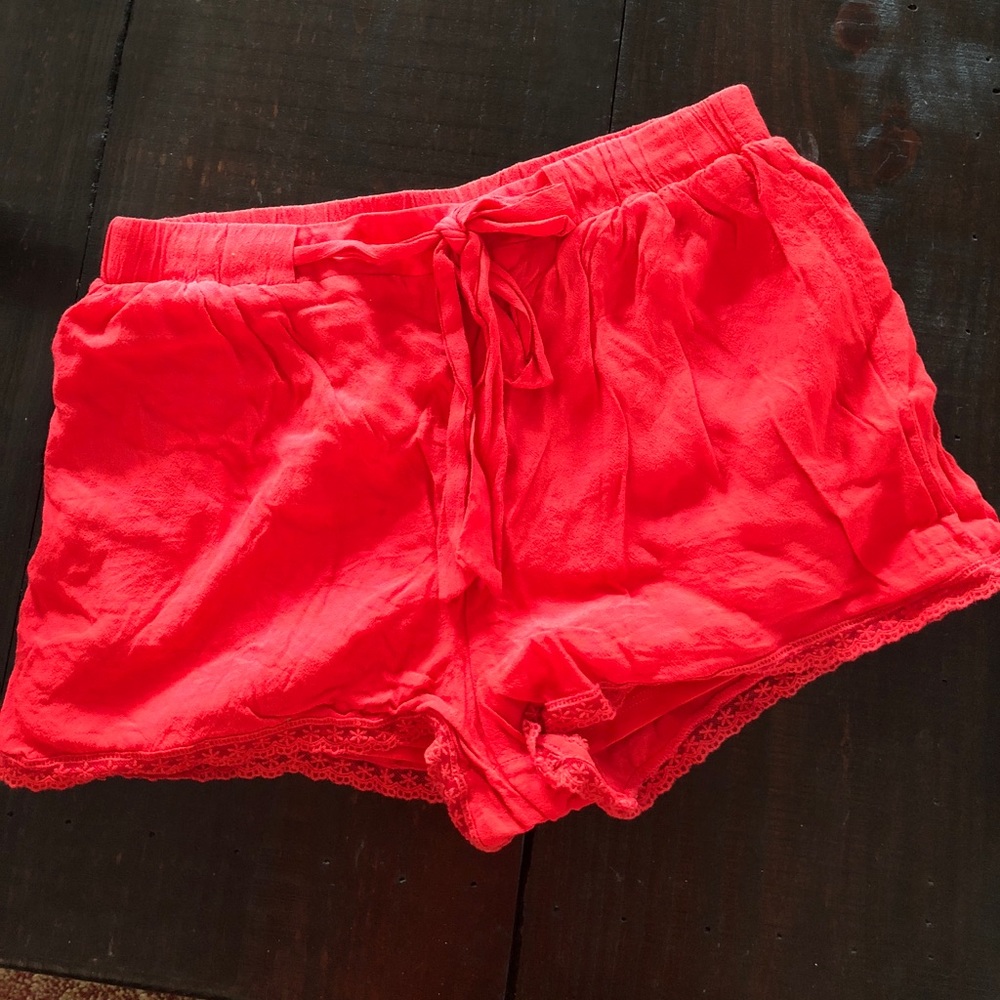 Bright red shorts